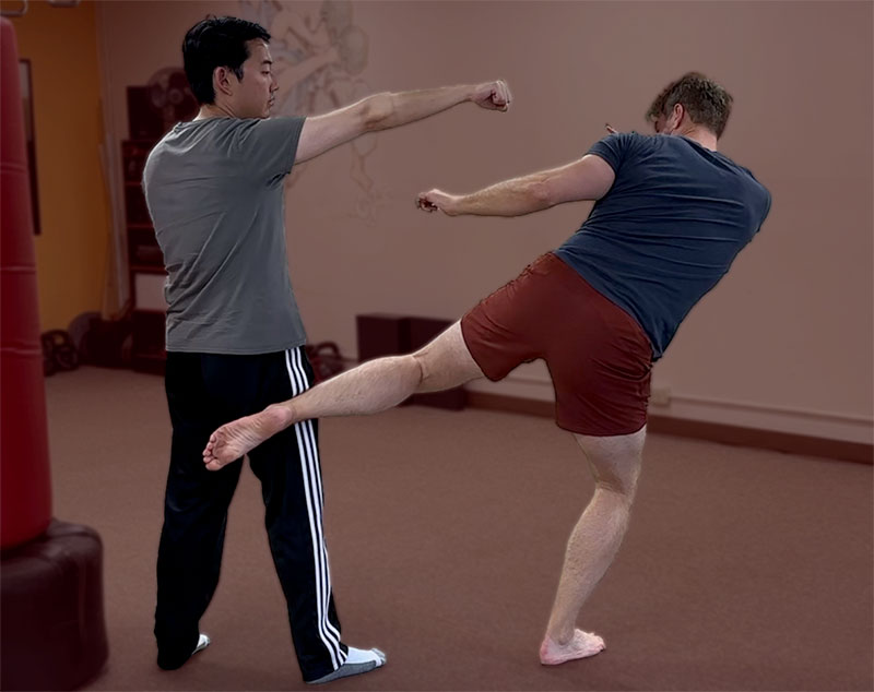 Rear Leg Roundhouse Kick to Thigh Rear Leg Roundhouse Kick to Thigh